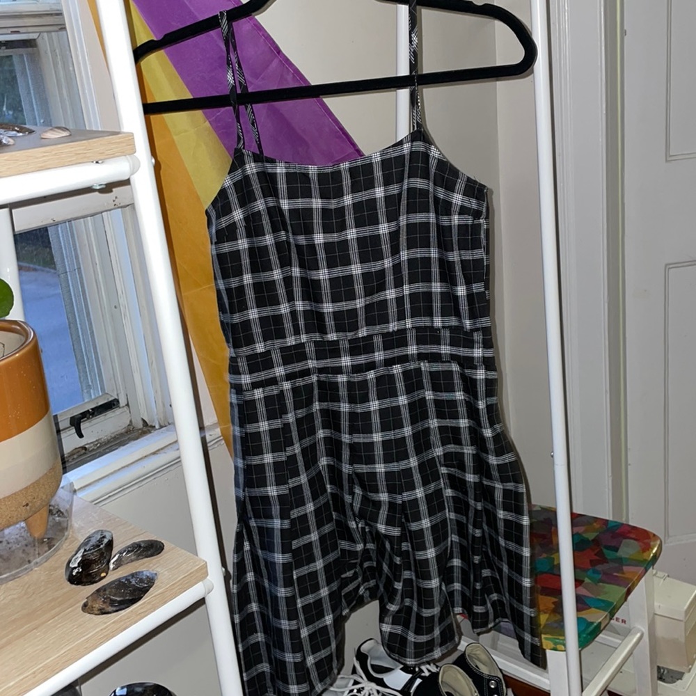 XS H&M Divided, black and white plaid dress.